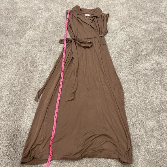 Anthropologie Porridge Women's Soft Casual Wrap Dress Brown Sleeveless Size M - Picture 10 of 11